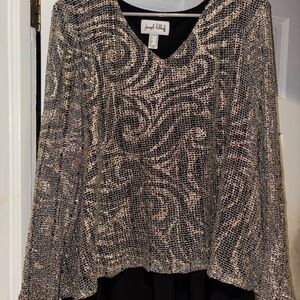 Joseph Ribkoff Black and Silver Swirl Top